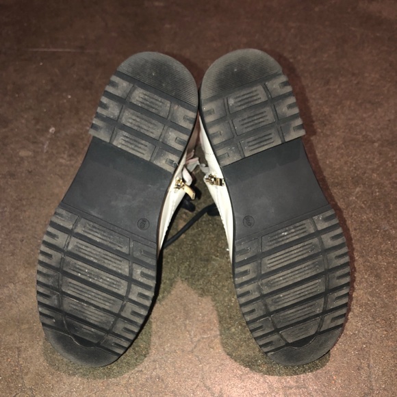 White Leather Lace Up Combat Boots - Picture 6 of 6